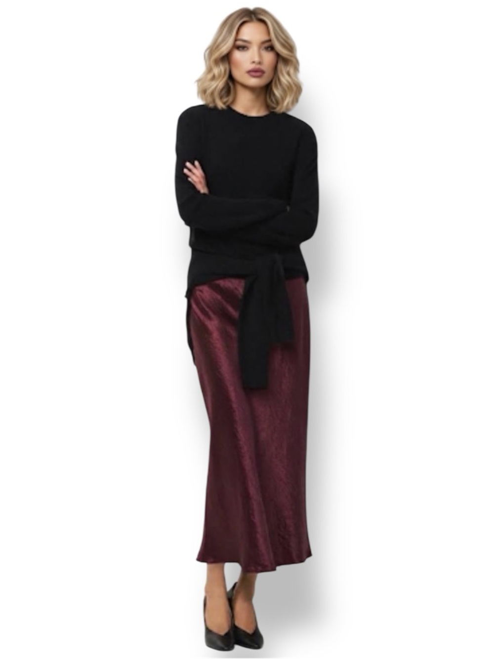 Babaton ARITZIA NWT Japanese Satin  Slip Skirt  Limited Edition - SUNDRIĘD RED 2